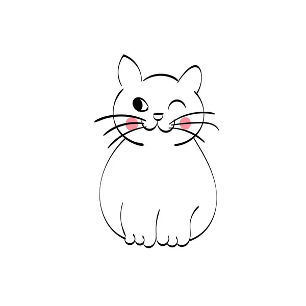 Cute Cat Line Art Untuk Cetak Atau Digunakan Sebagai Poster - Stok Vektor