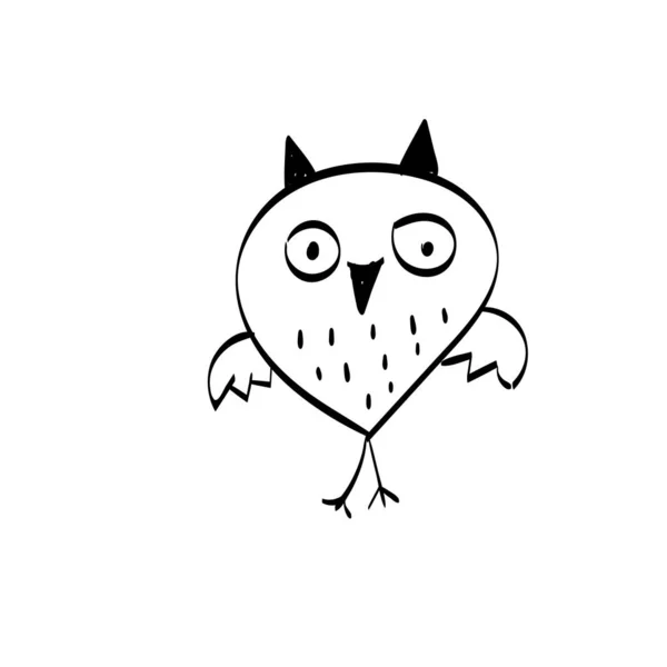 Cute Owl Line Art Greeting Card Invitation Use Shirt Design — Stockvector