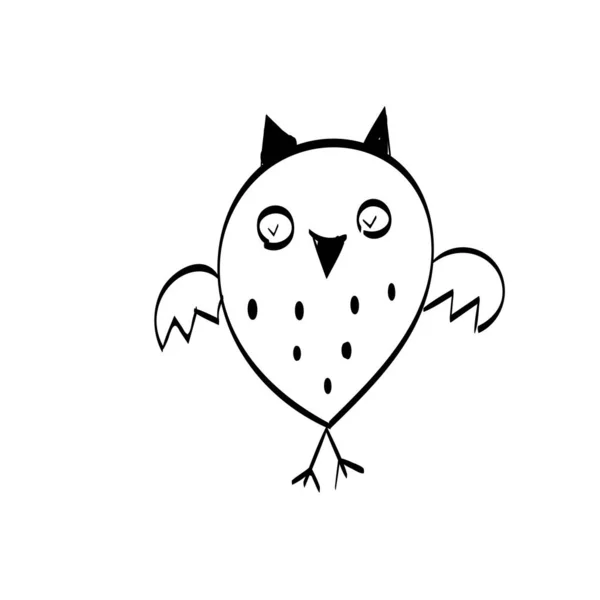 Cute Owl Line Art Greeting Card Invitation Use Shirt Design — Stockový vektor