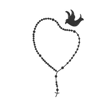 Hıristiyan tespihi. Kutsal Haçlı Katolik kilisesi duası. Poster, kart, el ilanı, tişört tasarımı veya dövme olarak kullan