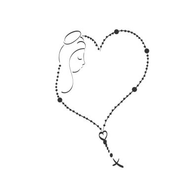 Christian Rosary beads. Prayer Catholic chaplet with the Holy Cross. Use as poster, card, flyer, T Shirt design or Tattoo