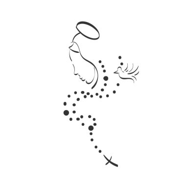 Christian Rosary beads. Prayer Catholic chaplet with the Holy Cross. Use as poster, card, flyer, T Shirt design or Tattoo