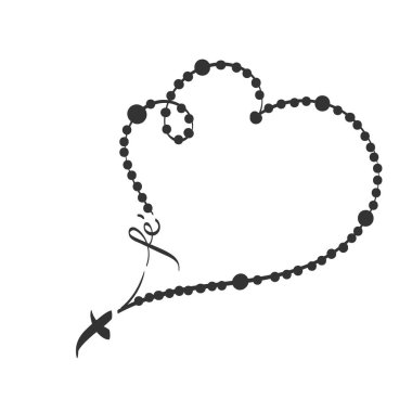 Hıristiyan tespihi. Kutsal Haçlı Katolik kilisesi duası. Poster, kart, el ilanı, tişört tasarımı veya dövme olarak kullan