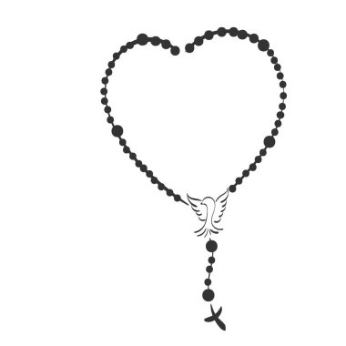 Christian Rosary beads. Prayer Catholic chaplet with the Holy Cross. Use as poster, card, flyer, T Shirt design or Tattoo
