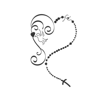 Hıristiyan tespihi. Kutsal Haçlı Katolik kilisesi duası. Poster, kart, el ilanı, tişört tasarımı veya dövme olarak kullan