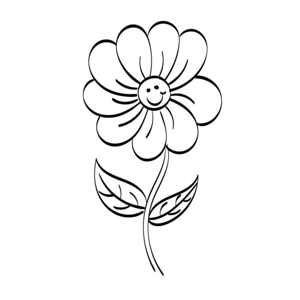 Black Silhouettes Flowers Herbs Isolated White Background Hand Drawn Sketch — стоковый вектор