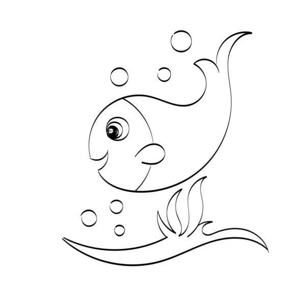 Fisch Malseite Für Kinder Und Herzensangelegenheiten Druckfähiges Design — Stockvektor