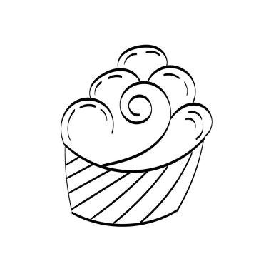 Doğum günü Cupcake Taslağı. Gıda boyama sayfasını yazdırmak kolay.