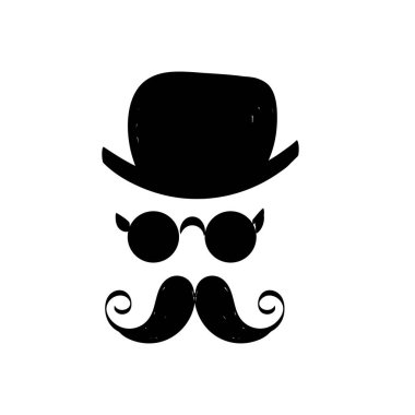 Bıyıklı ve şapkalı Babalar Günün kutlu olsun. Baskı için Babalar Günü kartı ya da poster, broşür ya da tişört olarak kullanılacak