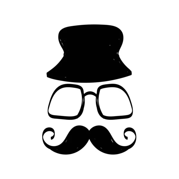 Joyeuse Fête Des Pères Avec Moustache Chapeau Carte Jour Des — Image vectorielle