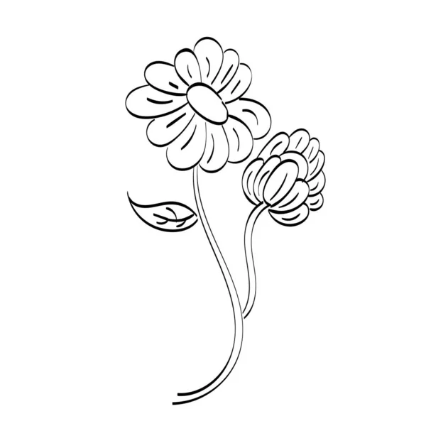 フラワーハンド刺繍花柄デザイン ページを印刷しやすい花の着色 — ストックベクタ