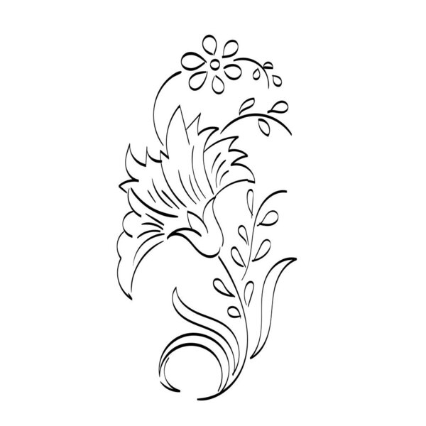 Flower Hand Embroidery floral pattern design. Easy to print flower coloring page.