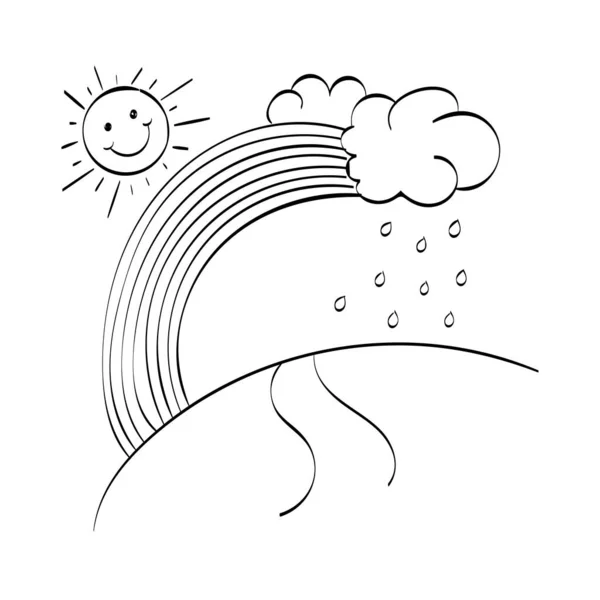 Rainbow Coloring Page Easy Print Weather Coloring Page Kids — Stock Vector