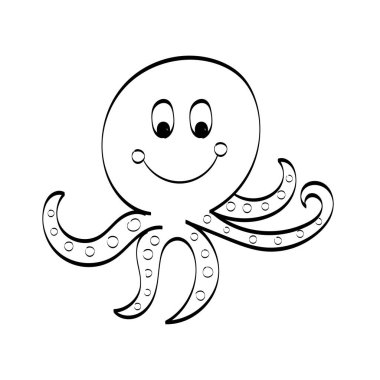 Ahtapot Renkli Yazdırma Sayfası. Yazdırma için Satır Sanat Çizimi veya poster, kart, broşür veya tişört olarak kullanın