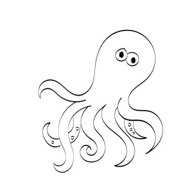 Ahtapot Renkli Yazdırma Sayfası. Yazdırma için Satır Sanat Çizimi veya poster, kart, broşür veya tişört olarak kullanın