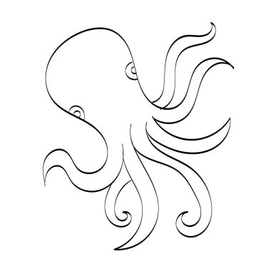 Ahtapot Renkli Yazdırma Sayfası. Yazdırma için Satır Sanat Çizimi veya poster, kart, broşür veya tişört olarak kullanın