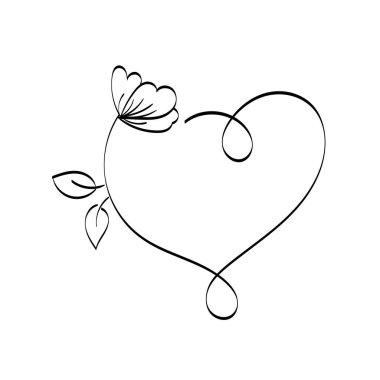 Basit çiçek dövmesi ana hatları. Baskı için çiçek çizimi ya da poster, kart, broşür ya da tişört olarak kullanılması