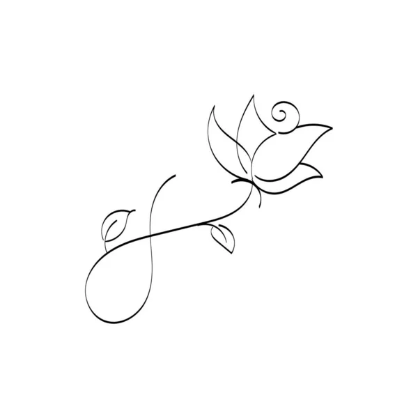 Einfache Blume Tätowierung Umriss Flower Line Art Zeichnung Zum Drucken — Stockvektor