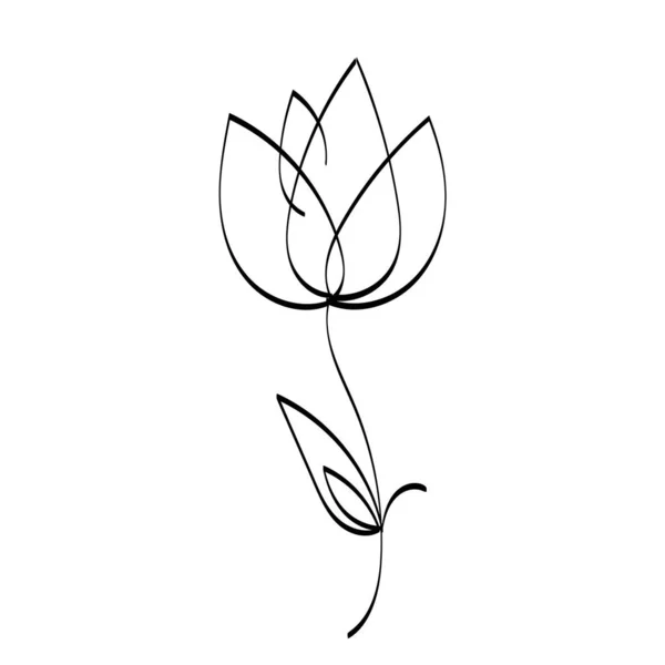 Contour Tatouage Fleur Simple Flower Line Art Dessin Imprimer Utiliser — Image vectorielle