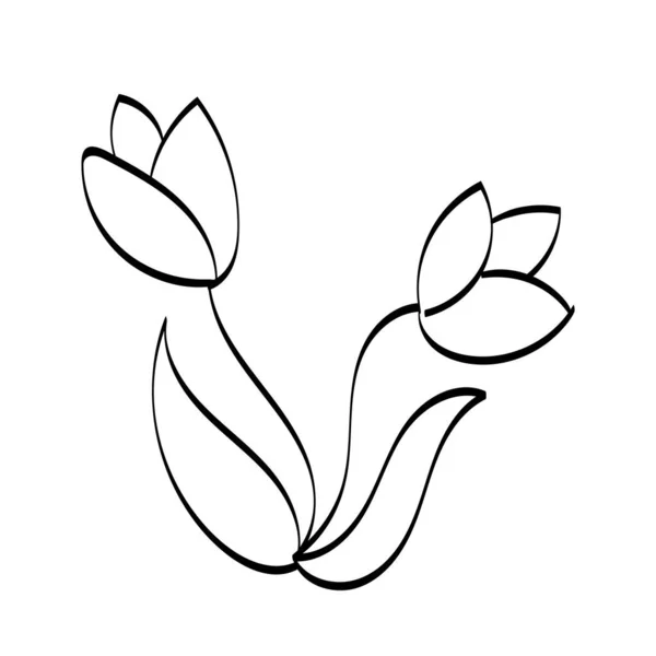 Simple Flower Tattoo Outline Flower Line Art Drawing Print Use — Stock Vector