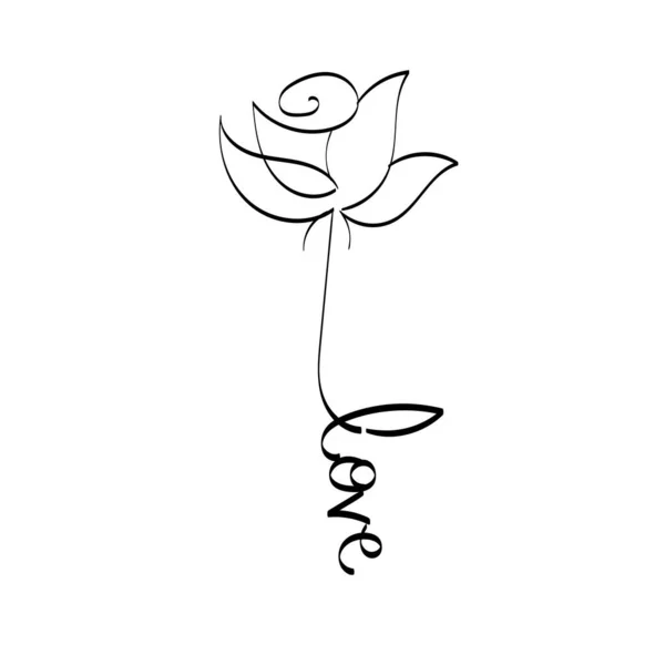 Esquema Tatuaje Flor Simple Flower Line Art Dibujo Para Imprimir — Archivo Imágenes Vectoriales