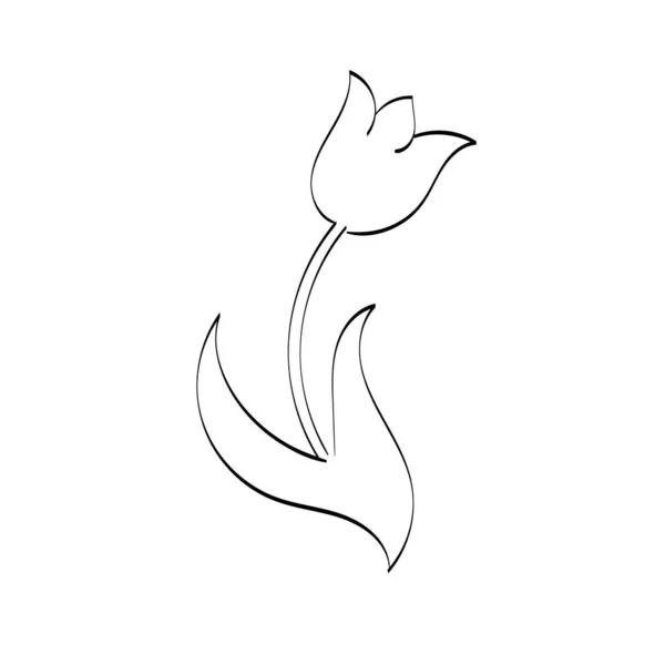 Απλό Περίγραμμα Τατουάζ Λουλούδι Σχέδιο Flower Line Art Για Εκτύπωση — Διανυσματικό Αρχείο