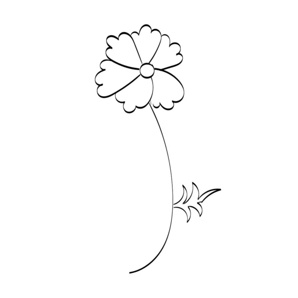 Esboço Tatuagem Flor Simples Desenho Arte Linha Flor Para Impressão — Vetor de Stock