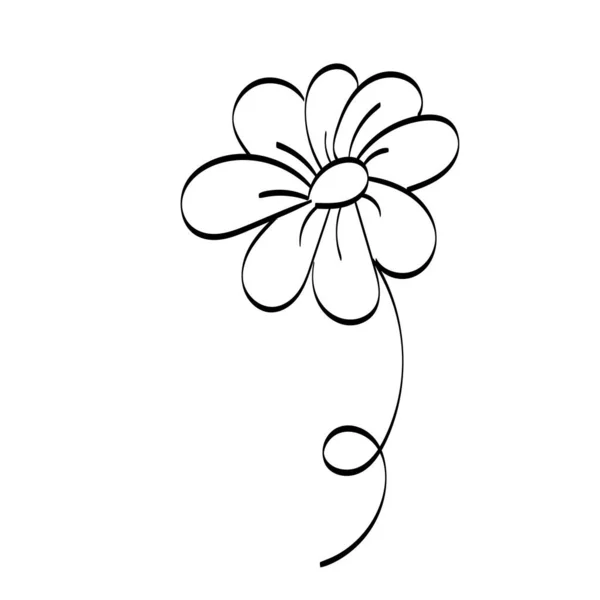 Прості Контури Татуювання Квітів Квіткова Лінія Малюнок Друку Або Використання — стоковий вектор