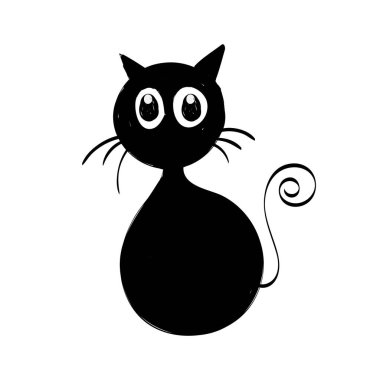 Basit Kedi Çizgisi Sanatı. Yazdırmak için Kara Kedi Silueti ya da poster, kart, broşür, dövme ya da tişört olarak kullanın