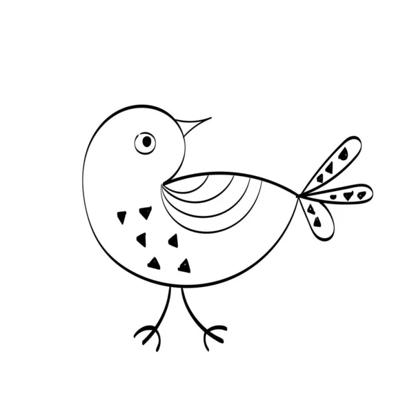 可爱的手绘鸟设计 供印刷或用作海报 传单或T恤衫 — 图库矢量图片