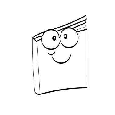 Kitap. Metin Kitabı. Okul Eğitim Konsepti. Çocuk boyama kitabı, boyama sayfaları, tişört baskısı, simge, logo, etiket, etiket.