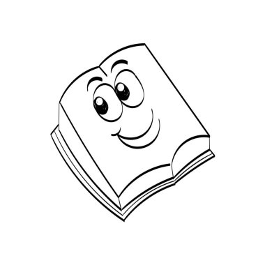 Kitap. Metin Kitabı. Okul Eğitim Konsepti. Çocuk boyama kitabı, boyama sayfaları, tişört baskısı, simge, logo, etiket, etiket.