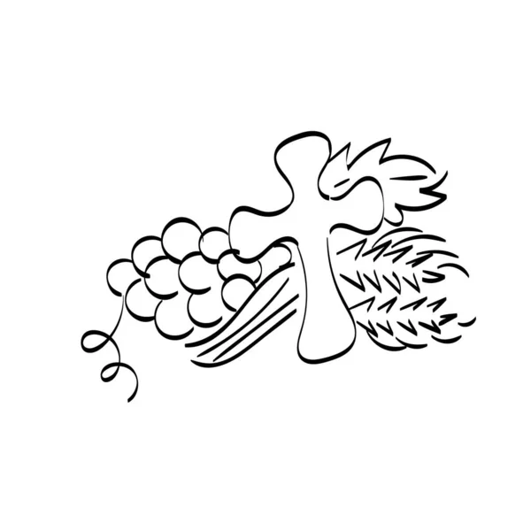 Handritad Symbol För Kristendomen Vektor Illustration Kristen Logotyp Christian Konst — Stock vektor