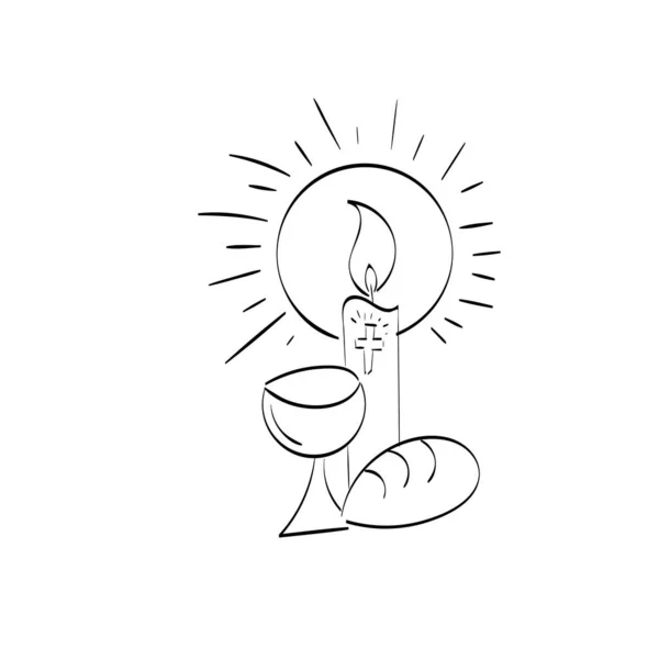 Handgezeichnetes Symbol Des Christentums Vektorillustration Des Christlichen Logos Christliche Kunst — Stockvektor