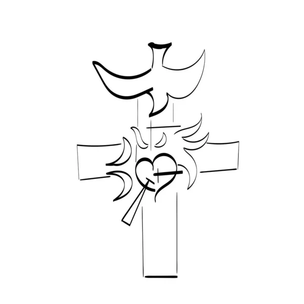 Christian Art Hand Drawn Religious Element Biblical Illustration Print Use — Stock Vector