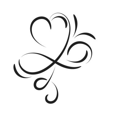  Line Drawing Of Love. Hand Drawn Heart Decorative Design for print or use as poster, card, flyer, Tattoo or  T Shirt