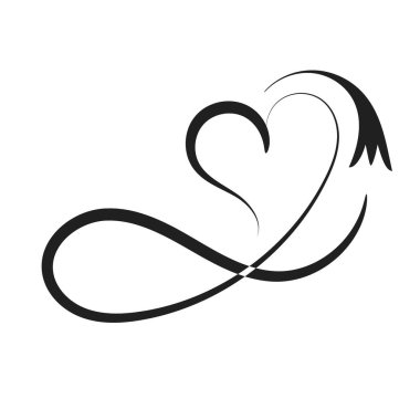  Line Drawing Of Love. Hand Drawn Heart Decorative Design for print or use as poster, card, flyer, Tattoo or  T Shirt