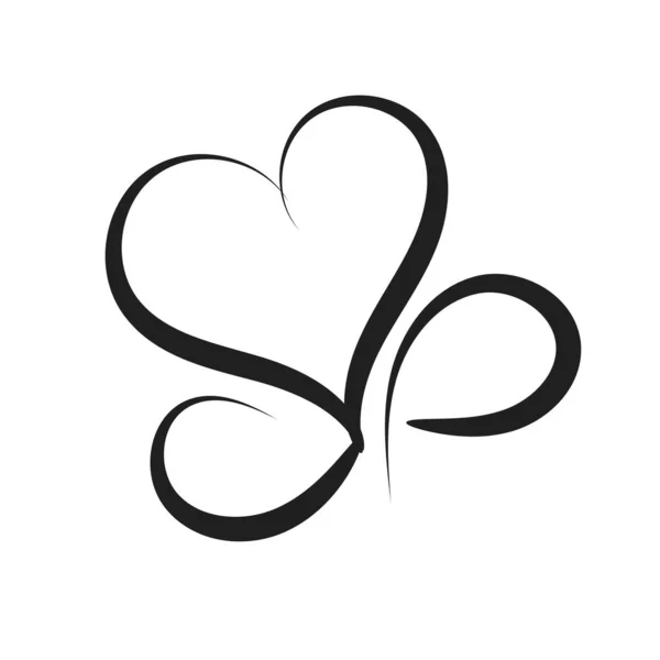 Line Drawing Love Hand Drawn Heart Decorative Design Print Use —  Vetores de Stock