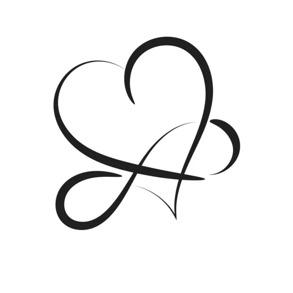 Line Drawing Love Hand Drawn Heart Decorative Design Print Use — Stockvektor