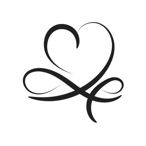 Line Drawing Love Hand Drawn Heart Decorative Design Print Use — 스톡 벡터