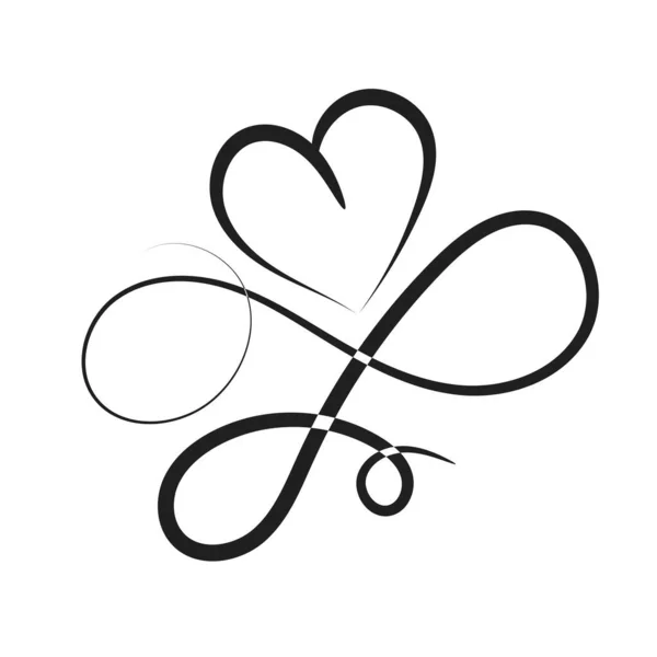 Line Drawing Love Hand Drawn Heart Decorative Design Print Use — Wektor stockowy
