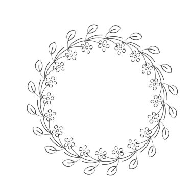 Frame leave vector. Hand Drawn Floral frame. Floral vintage decorative floral frame.