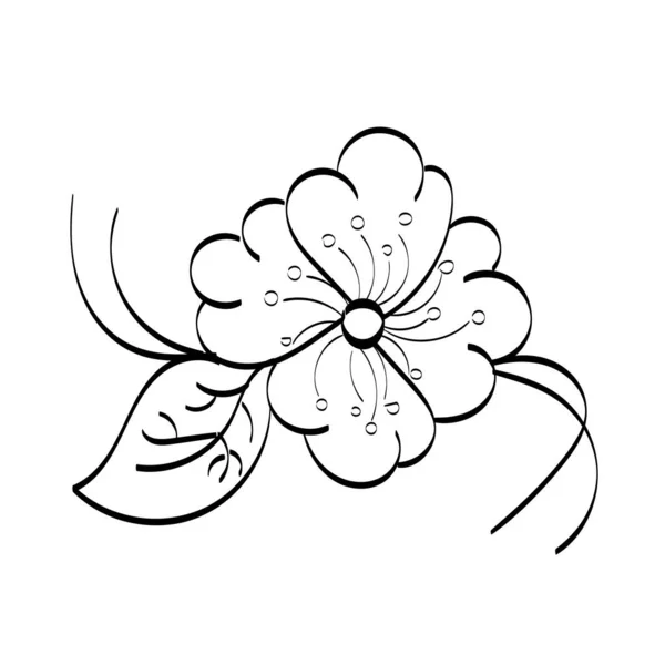 Black Silhouettes Flowers Herbs Isolated White Background Hand Drawn Sketch — Image vectorielle