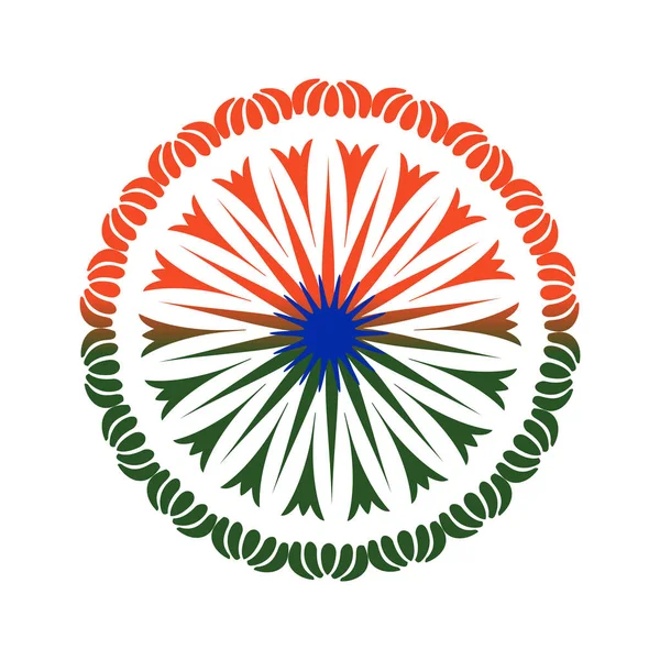 Indian Independence Day Tri Colored Mandala Art Print Use Poster — Vetor de Stock
