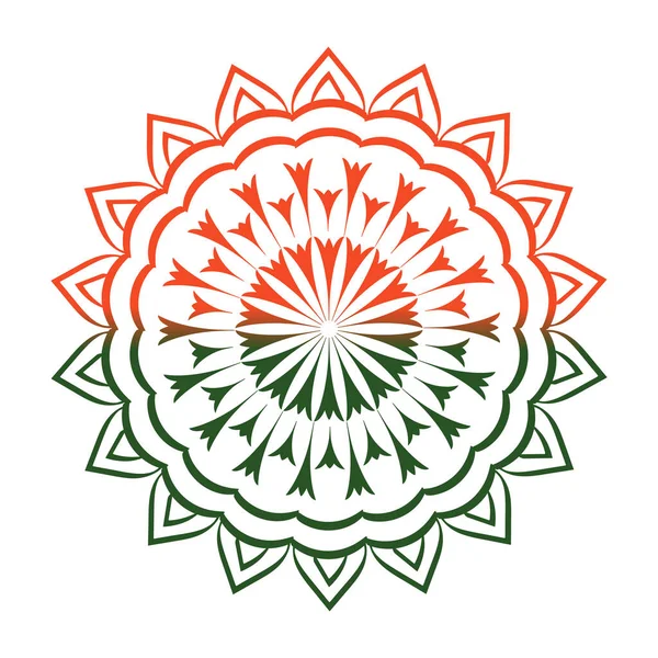Indian Independence Day Tri Colored Mandala Art Print Use Poster — Vector de stock