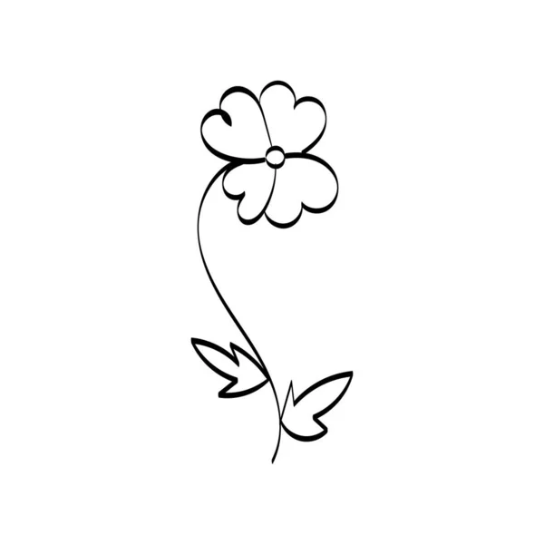 Silhouettes Noires Fleurs Herbes Isolées Sur Fond Blanc Croquis Fleur — Image vectorielle