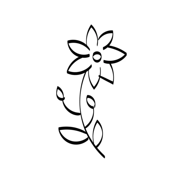 Black Silhouettes Flowers Herbs Isolated White Background Hand Drawn Sketch — Image vectorielle