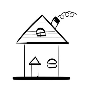 Hand drawn house. Simple vector icon. Family home minimalist black linear design isolated on white background. 