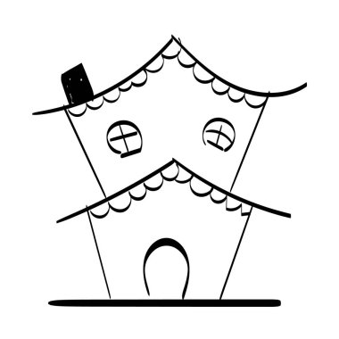 Hand drawn house. Simple vector icon. Family home minimalist black linear design isolated on white background. 