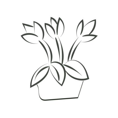Hand Drawn Pot with Flower. Use as poster, card, flyer or T Shirt